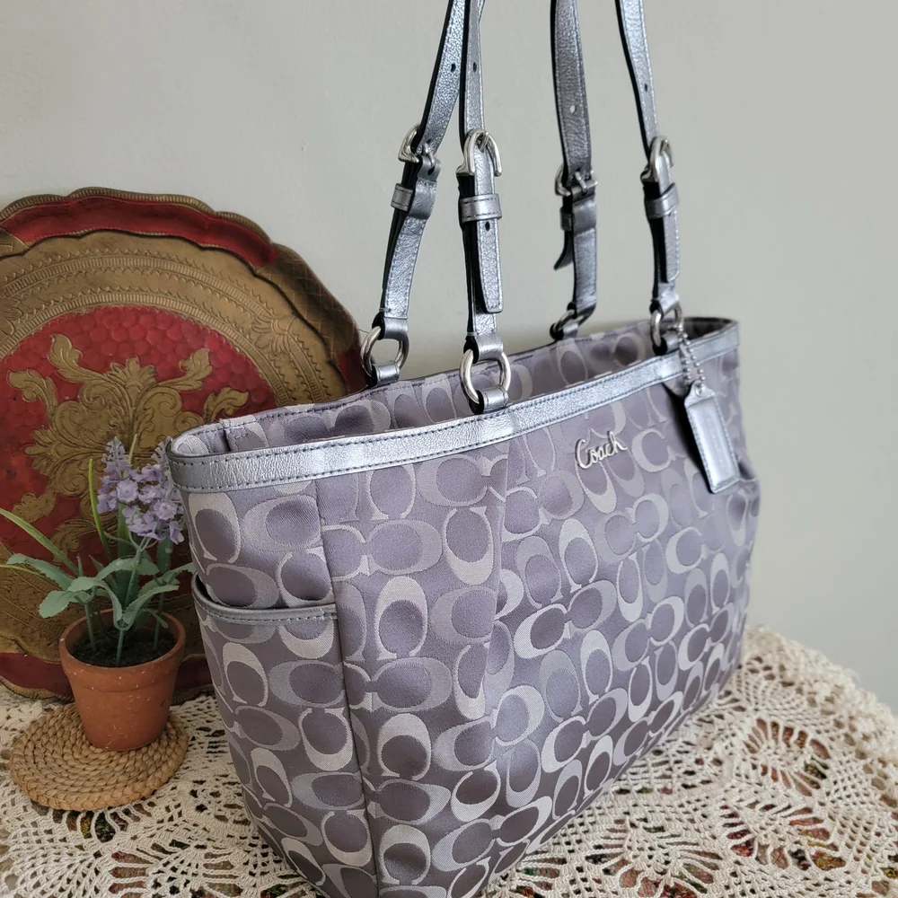Coach Gray Signature Tote Bag